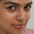 Triangular Brilliance Gold and Diamond Nose Pin,,hi-res view 2
