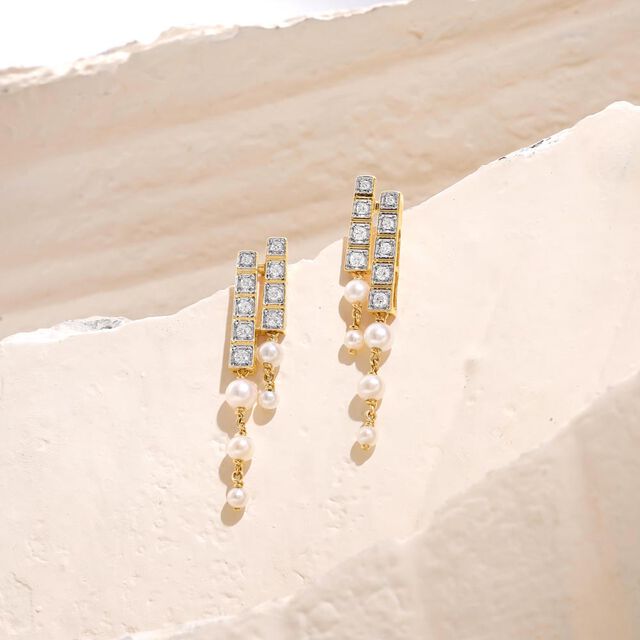 Minimal Geo Diamond Drop Earrings,,hi-res image number null