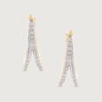 Art Deco Gold & Diamond Hoop Earrings,,hi-res view 3