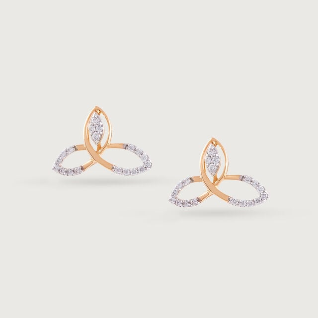 Loop Elegance Gold & Diamond Stud Earrings,,hi-res image number null