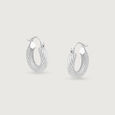 Braided Shine Silver Hoop Earrings,,hi-res view 3