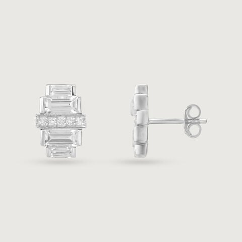 Prism Shine Silver Stud Earrings