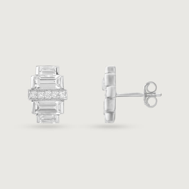 Prism Shine Silver Stud Earrings,,hi-res image number null