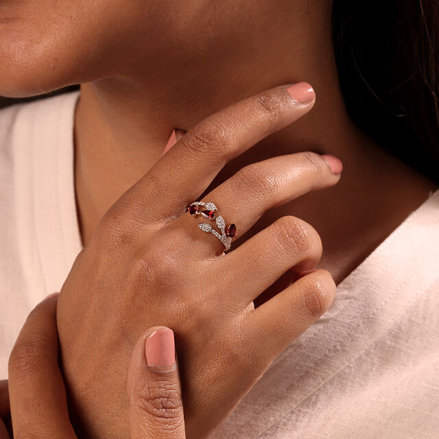 Crimson Garnet 14KT Diamond Ring,,hi-res image number null