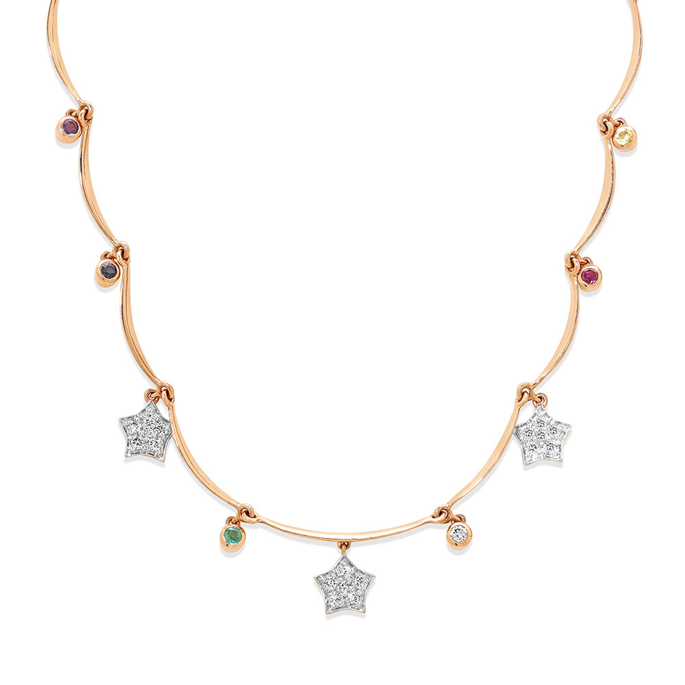 Buy 14Kt Rose Gold Twinkling Star Yellow Sapphire Necklace Online Mia by Tanishq
