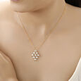 14 KT Yellow Gold Cubic Pendant With Chain,,hi-res view 3