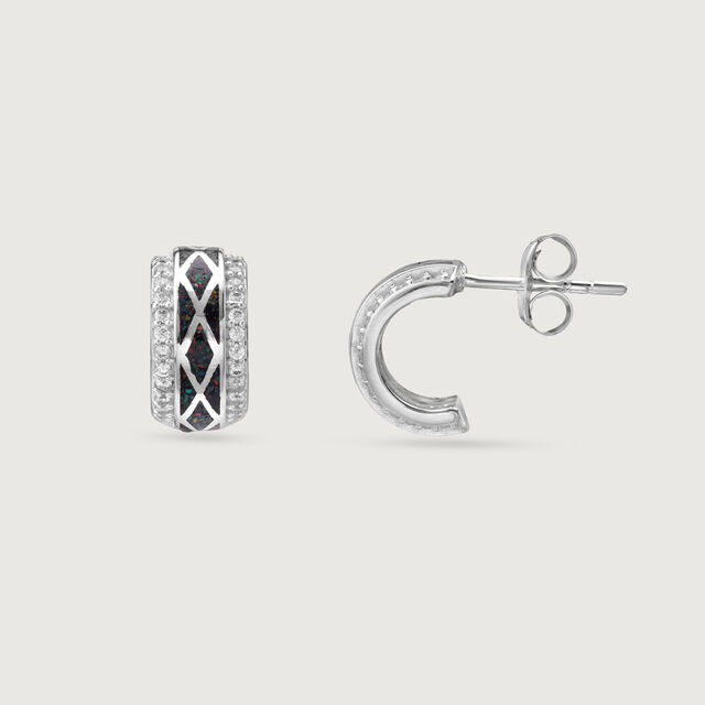 Shimmer Crush Silver Hoop Earrings,,hi-res image number null