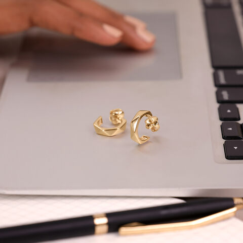 Angular Facet Gold Hoop Earrings