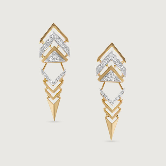 Zigzag Spark Gold & Diamond Drop Earrings,,hi-res image number null