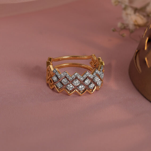 Radiant Chevron Gold & Diamond Finger Ring,,hi-res image number null