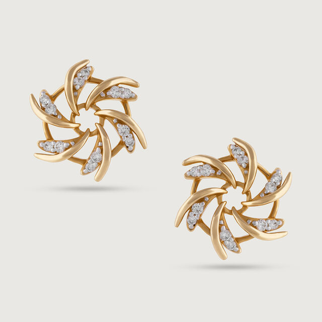 Swirl Gold & Diamond Stud Earrings,,hi-res image number null