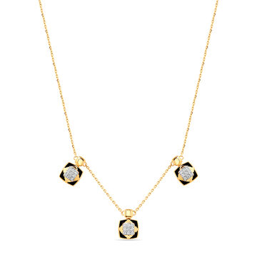 18 KT Yellow Gold Abstract Glimmer Diamond Necklace
