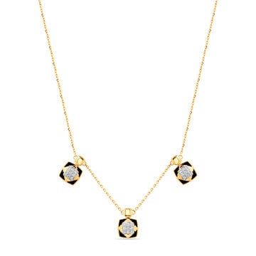 18KT Yellow Gold Abstract Glimmer Diamond Necklace
