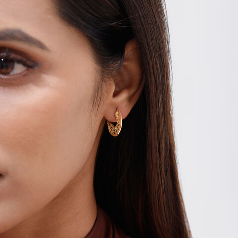Sculpted Lattice Gold Hoop Earrings