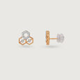 Geometric Honeycomb Gold & Diamond Stud Earrings,,hi-res view 4