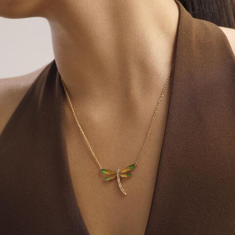 Verdant Dragonfly Gold Necklace