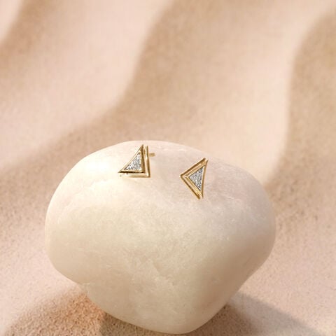 Geometric Poise Diamond Stud Earrings