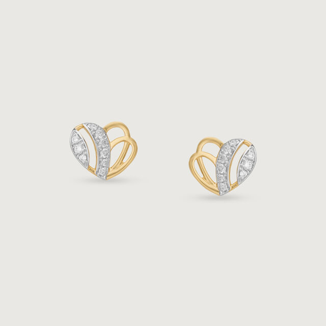 Bee Loved Heart Diamond Stud Earrings,,hi-res image number null