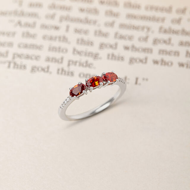 Fiery Gem Silver Finger Ring,,hi-res image number null