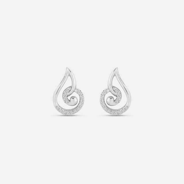 Delicate Curl Silver Stud Earrings,,hi-res image number null