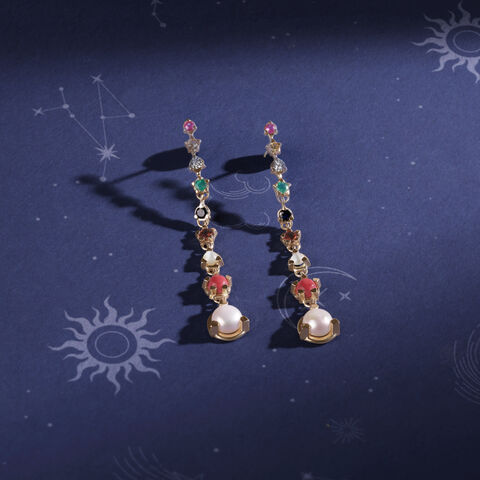 Solar Symphony 14KT Navratna Drop Earrings