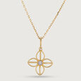 Elegant Floral Gold & Diamond Pendant,,hi-res view 3