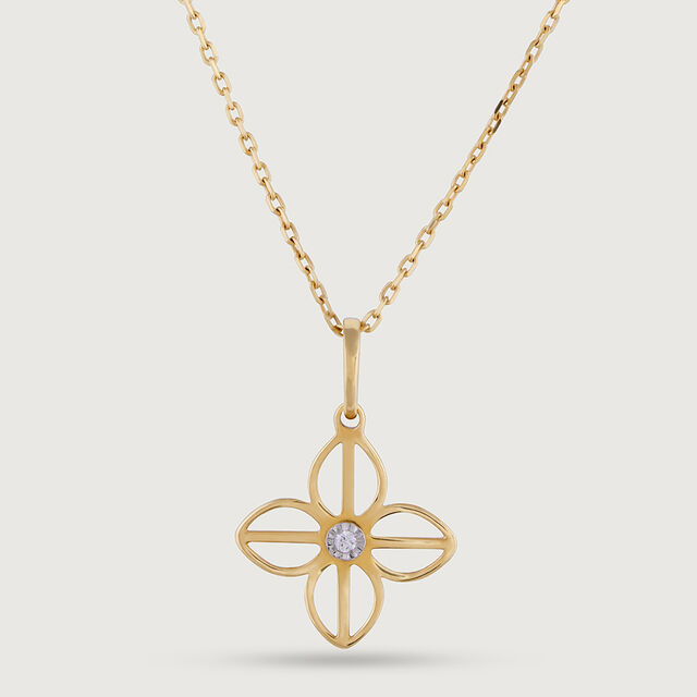 Elegant Floral Gold & Diamond Pendant,,hi-res image number null