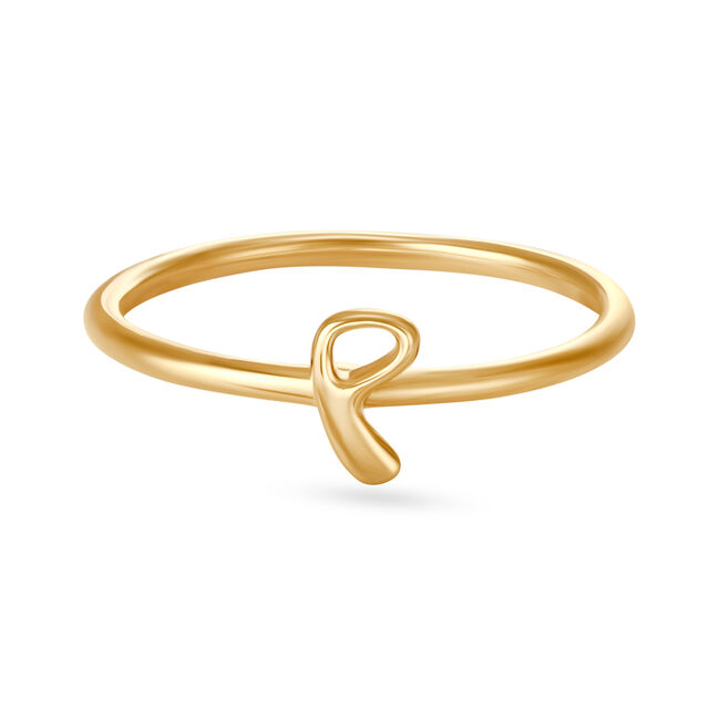 Letter P 14KT Yellow Gold Initial Ring,,hi-res view 2
