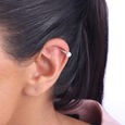 Scallop Glow Silver Hoop Earrings,,hi-res view 2