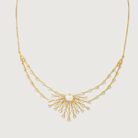 Opal Sunburst Diamond Necklace