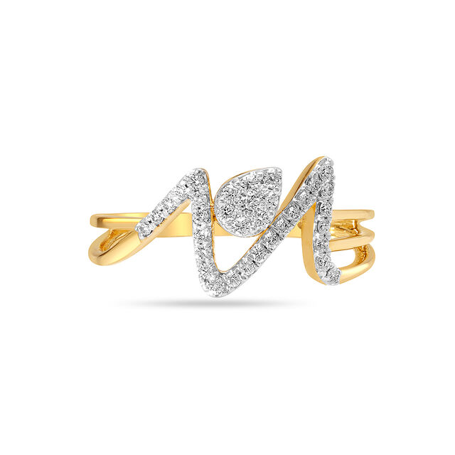 14KT Yellow Gold Wave Of Elegance Diamond Finger Ring,,hi-res image number null