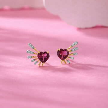 Cupid Edit 14KT Gold Diamond & Pink Garnet Stud Earrings