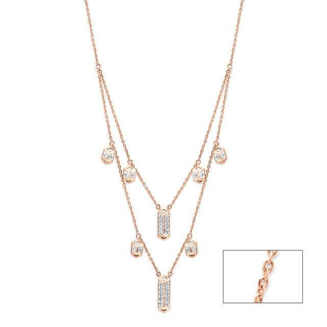 14 KT Rose Gold Minimal Festive Diamond Necklace,,hi-res image number null