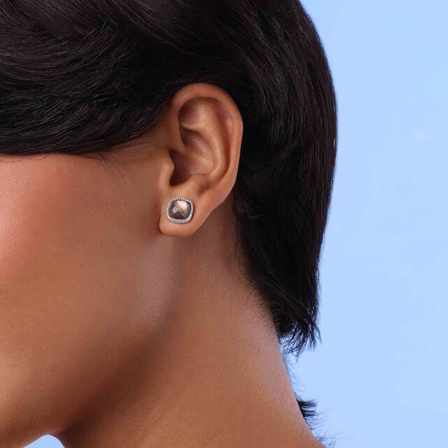 Mystic Glow Quartz Silver Stud Earrings,,hi-res image number null