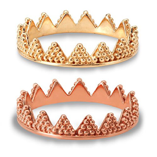 14KT Yellow And Rose Gold Crown Finger Ring,,hi-res view 3