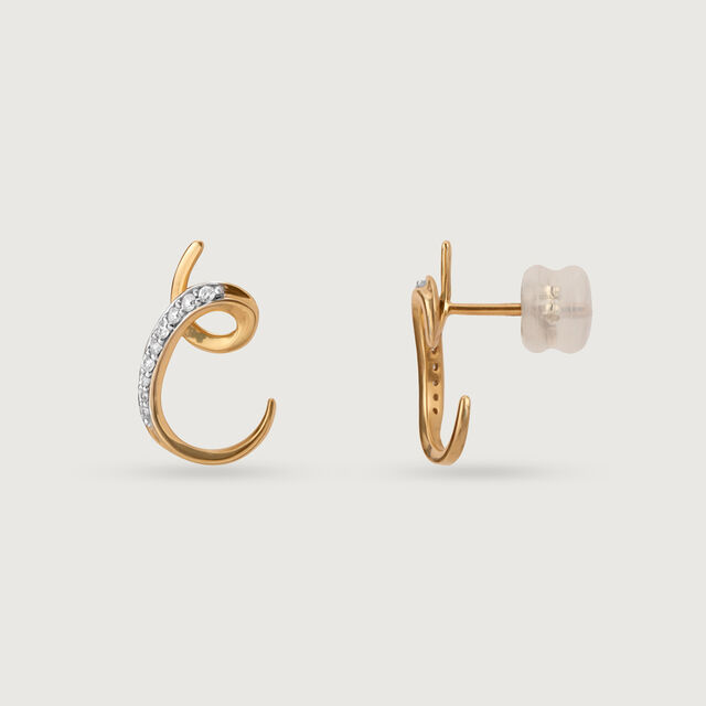 Ethereal Curves 14 Kt Gold & Diamond Hoop Earrings,,hi-res image number null