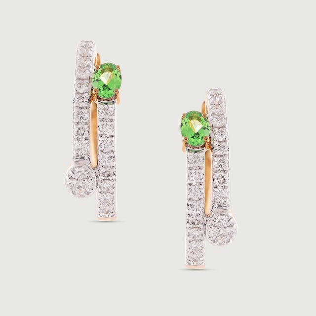 Emerald Glam Gold & Diamond Hoop Earrings,,hi-res image number null