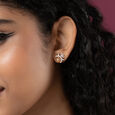 Laser Swirl Gold & Diamond Stud Earrings,,hi-res view 2