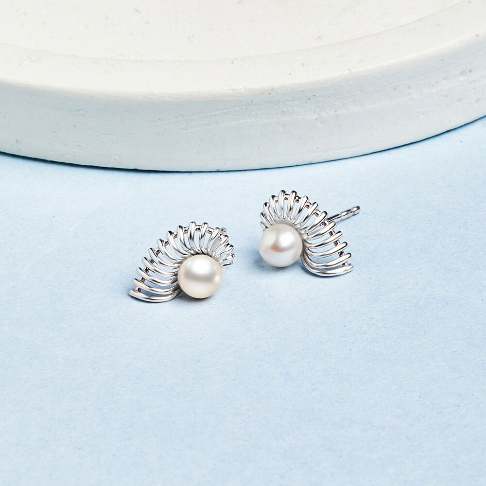 Buy Artistic Pearl official Silver Stud Earrings