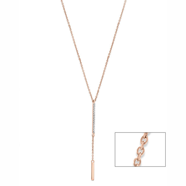 Buy 14 KT Rose Gold Minimal Block Diamond Necklace Online Mia by