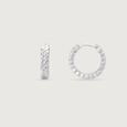 Textured Halo Silver Hoop Earrings,,hi-res view 4