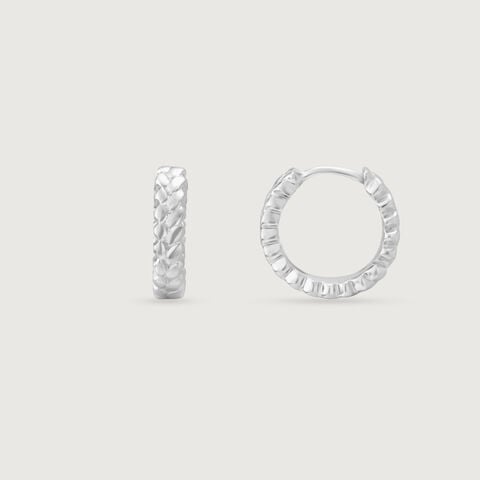 Textured Halo Silver Hoop Earrings
