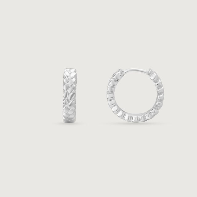 Textured Halo Silver Hoop Earrings,,hi-res image number null