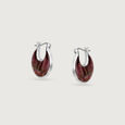 Earthy Dramatic Mother of Pearl Silver Hoop Earrings,,hi-res view 3