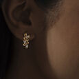 Playful Petal Diamond Hoop Earrings,,hi-res view 2