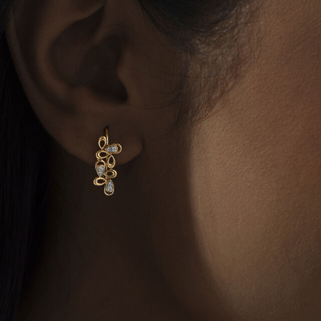 Playful Petal Diamond Hoop Earrings,,hi-res image number null