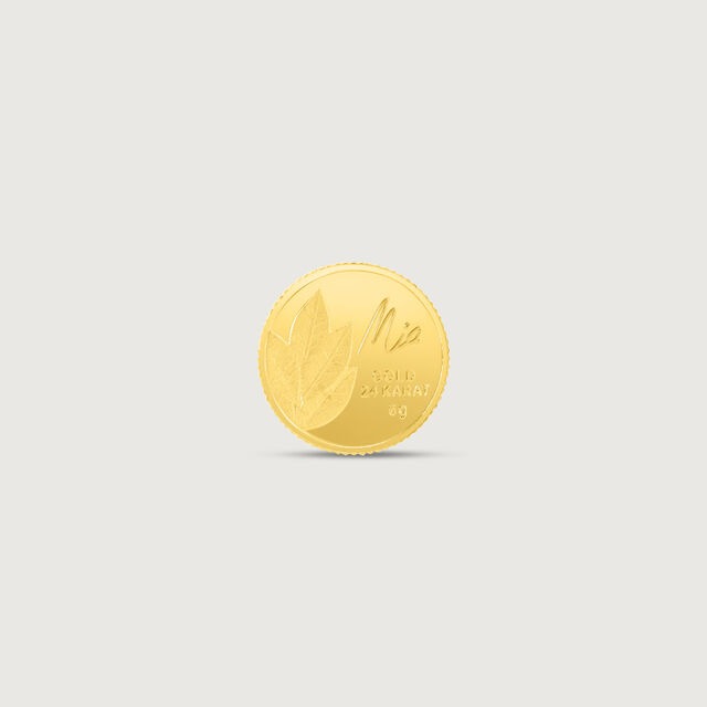 5 gm 24 Karat Mango Leaf Gold Coin (9999 Purity),,hi-res image number null