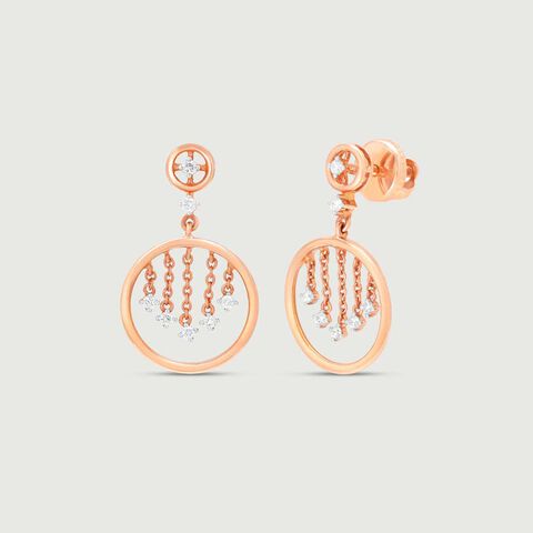 Halo Fringe Diamond Drop Earrings
