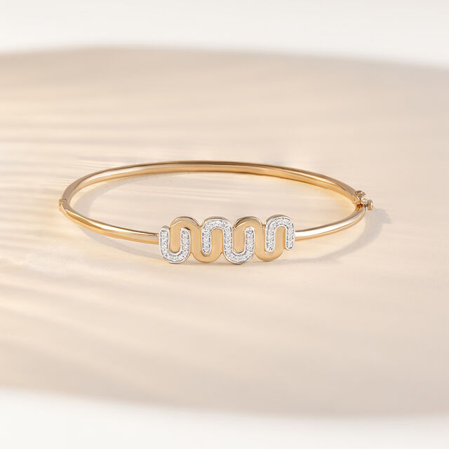 Intertwined Bonds Gold & Diamond Bangle,,hi-res image number null