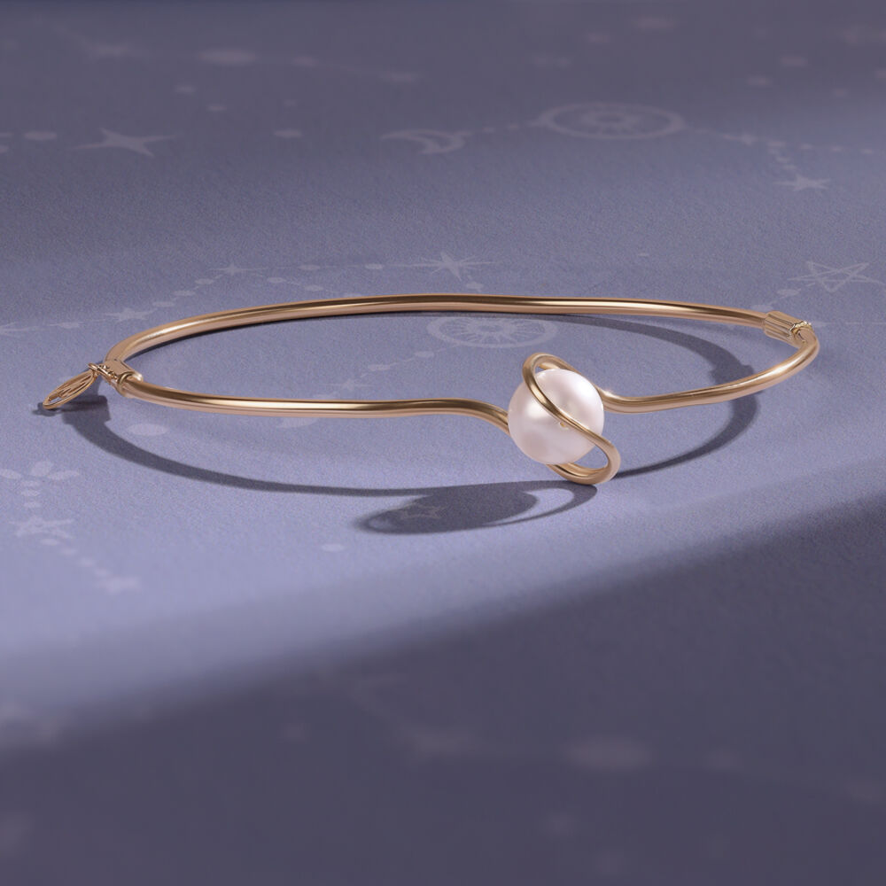 Buy Saturn s Splendour 14KT Pearl Bangle Online Mia by Tanishq